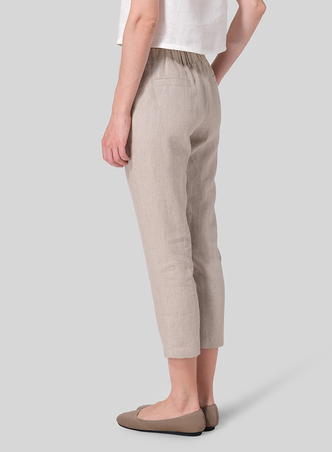 Linen Low Rise Narrow-Leg Cropped Pants