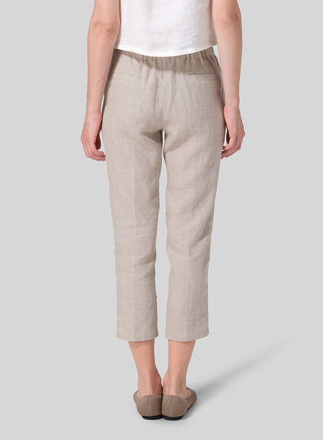 Linen Low Rise Narrow-Leg Cropped Pants