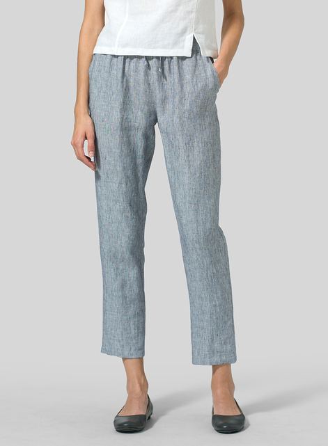 Linen Low Rise Slim Ankle Length Pants