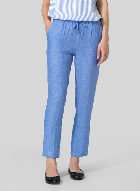 Linen Low Rise Slim Ankle Length Pants