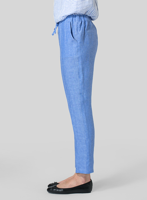 Linen Low Rise Slim Ankle Length Pants