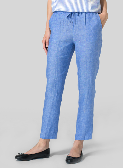 Linen Low Rise Slim Ankle Length Pants
