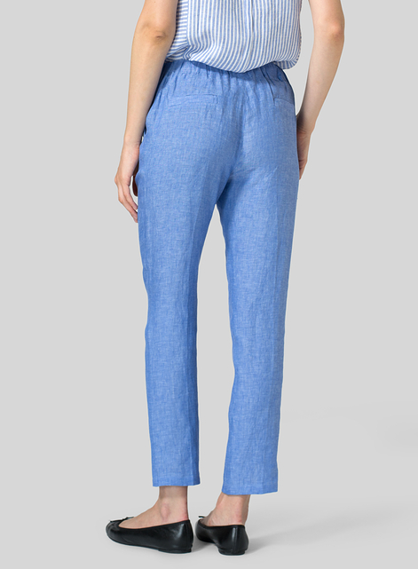 Linen Low Rise Slim Ankle Length Pants