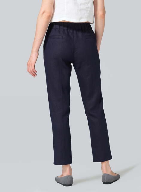 Linen Low Rise Slim Ankle Length Pants