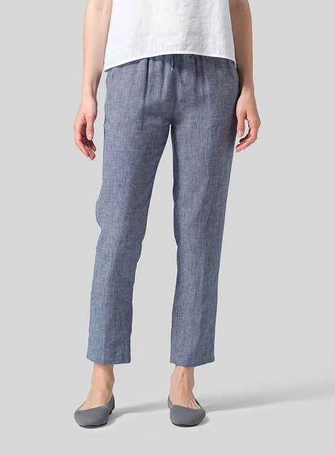 Linen Low Rise Slim Ankle Length Pants
