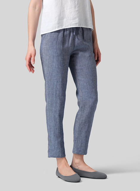 Linen Low Rise Slim Ankle Length Pants
