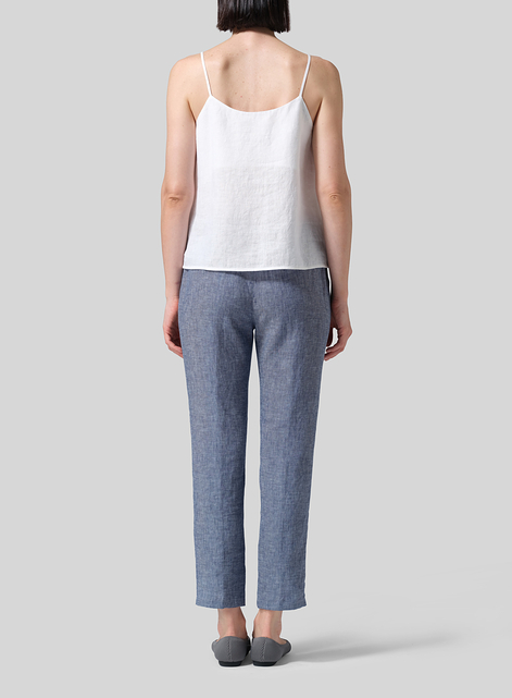 Linen Low Rise Slim Ankle Length Pants