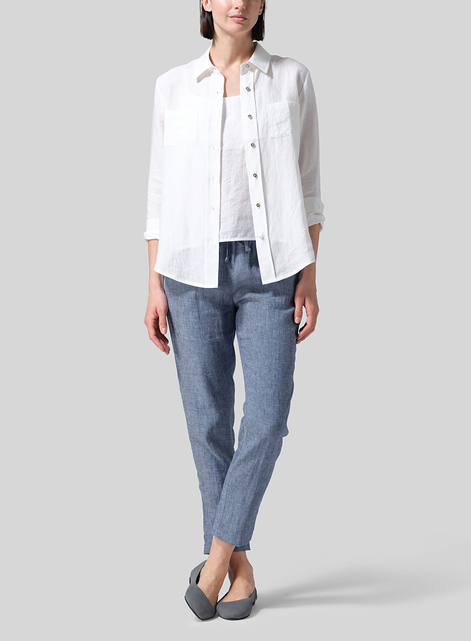 Linen Low Rise Slim Ankle Length Pants