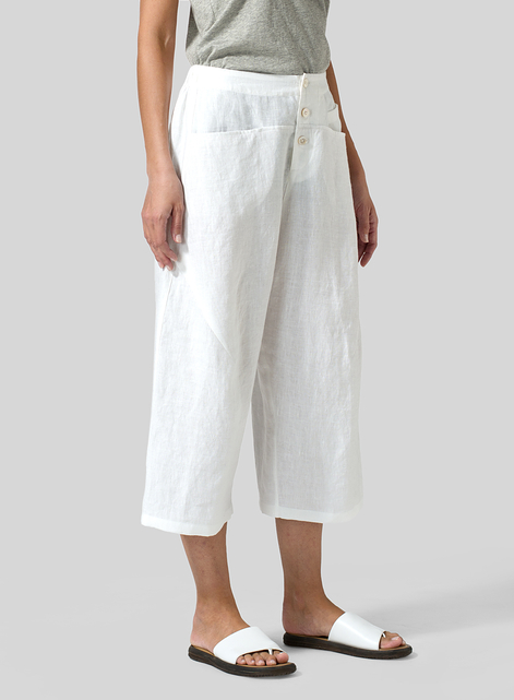 Linen Wide Leg Crop Pants
