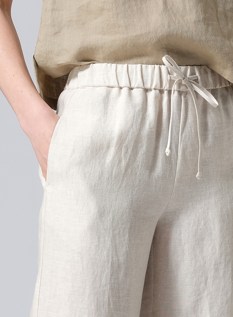 Linen Drawstring Extra Long Pants