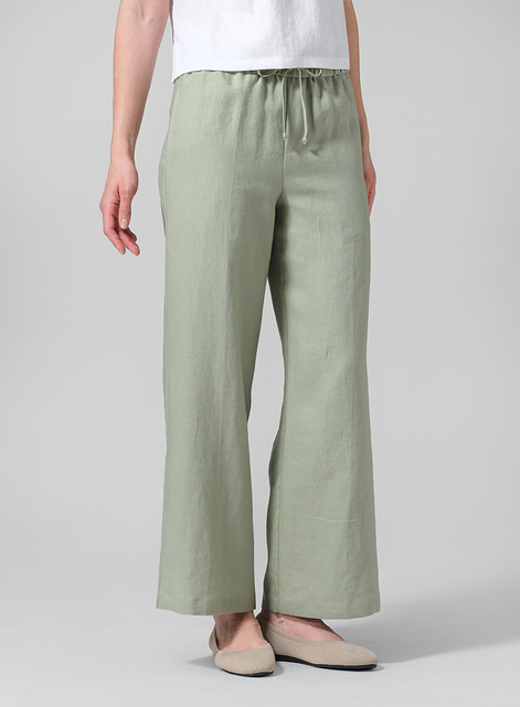 Linen Drawstring Long Pants