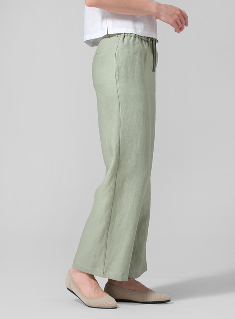 Linen Drawstring Long Pants