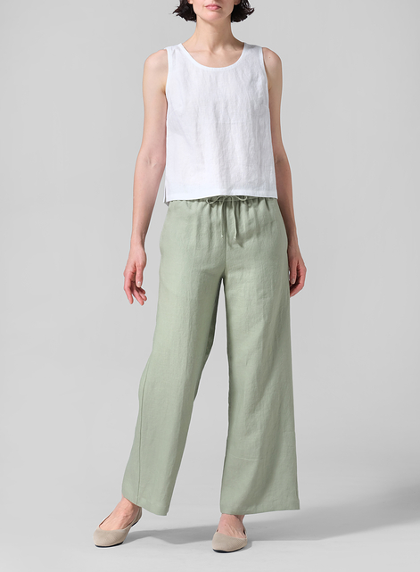 Linen Drawstring Long Pants