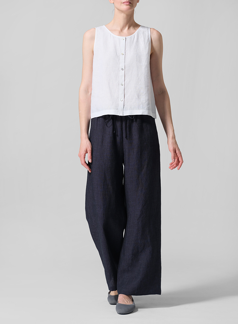 Linen Drawstring Long Pants