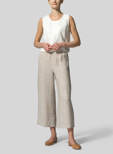 Linen Straight Cropped Pants
