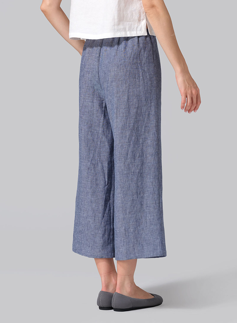 Linen Straight Cropped Pants