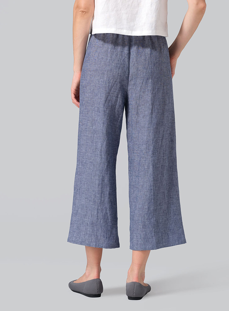 Linen Straight Cropped Pants
