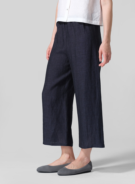 Linen Straight Cropped Pants