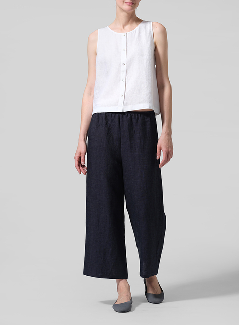 Linen Straight Cropped Pants