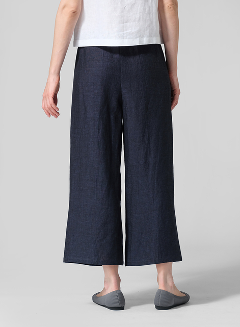 Linen Straight Cropped Pants