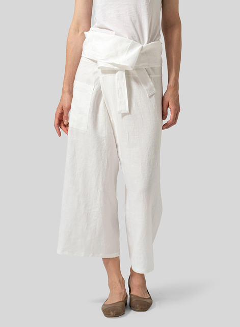 Linen Thai Style Tie Loose Pants