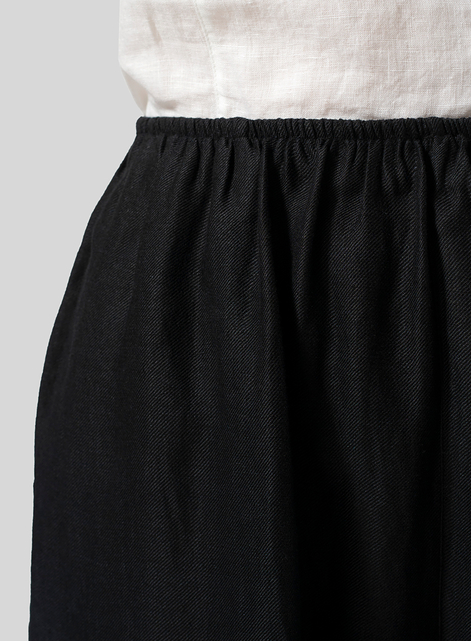 Twill Linen Cropped Baggy Pants