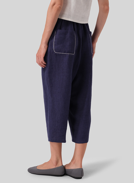 Heavy Linen Cropped Baggy Pants