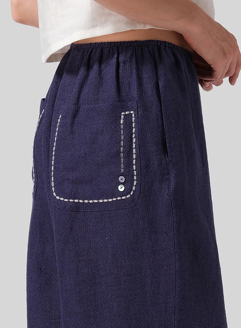 Heavy Linen Cropped Baggy Pants