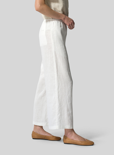 Linen Straight Leg Pull-On Pants
