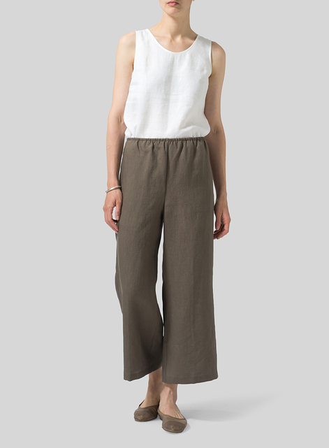 Linen Straight Leg Pull-On Pants