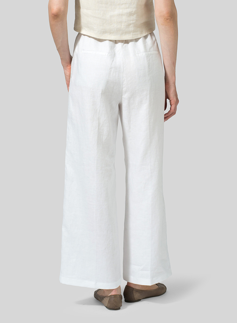 Linen Straight Leg Long Pull-On Pants