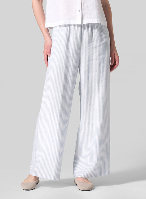 Thin Mid-rise Straight Leg Linen Pants