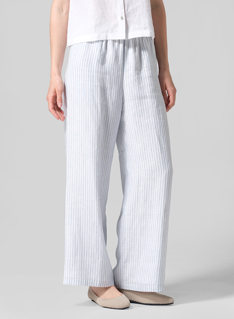 Thin Mid-rise Straight Leg Linen Pants