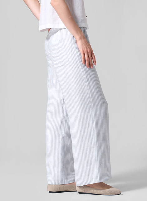 Thin Mid-rise Straight Leg Linen Pants
