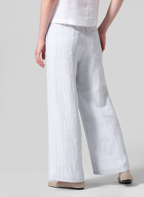 Thin Mid-rise Straight Leg Linen Pants