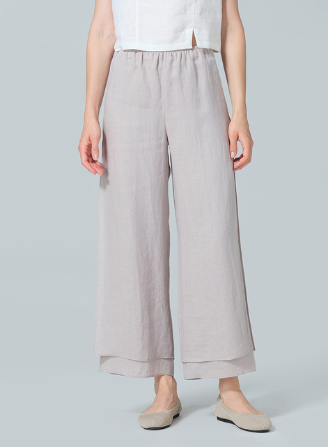 Linen Double Layer Ankle Length Pants