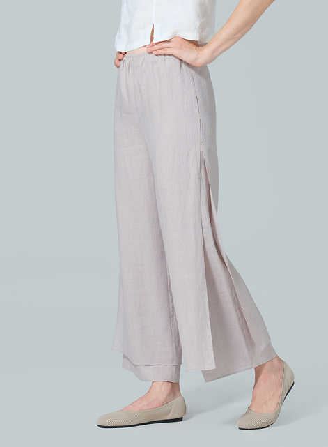 Linen Double Layer Ankle Length Pants