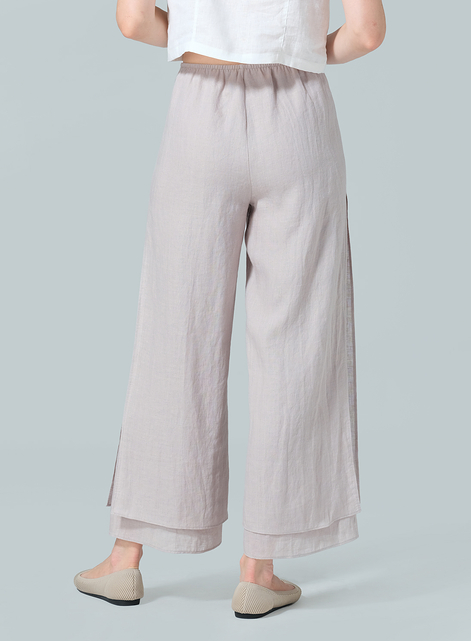 Linen Double Layer Ankle Length Pants