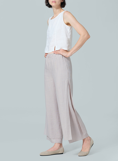 Linen Double Layer Ankle Length Pants