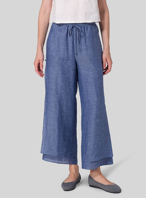 Linen Double-Layer Elastic Drawstring Pants