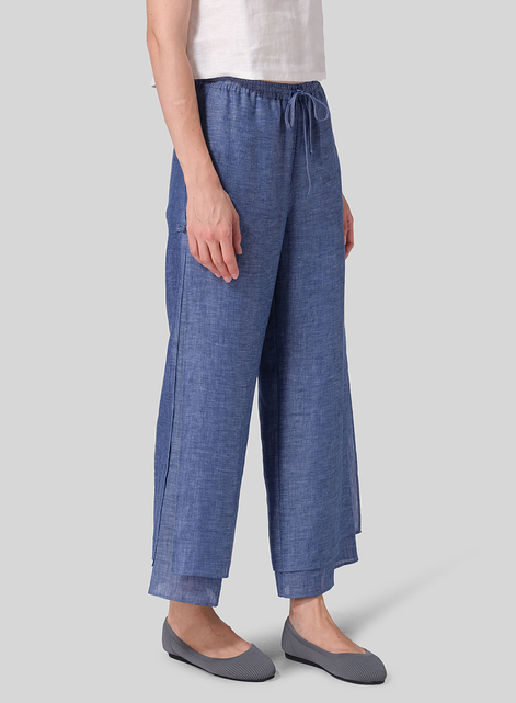 Linen Double-Layer Elastic Drawstring Pants