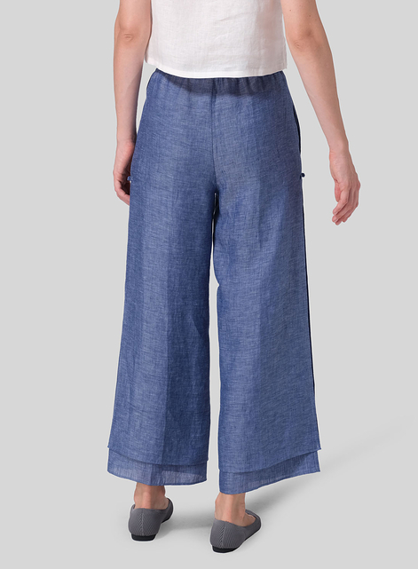 Linen Double-Layer Elastic Drawstring Pants