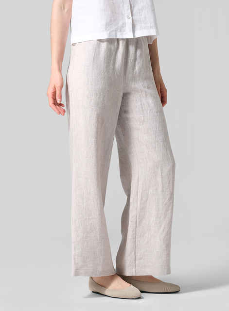 Linen Easy Fit Straight Leg Long Pants