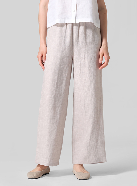 Linen Easy Fit Straight Leg Long Pants