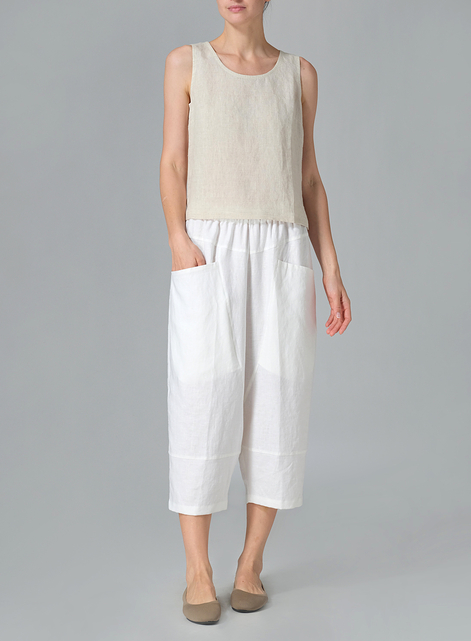 Linen Full Elastic Loose Causal Pants
