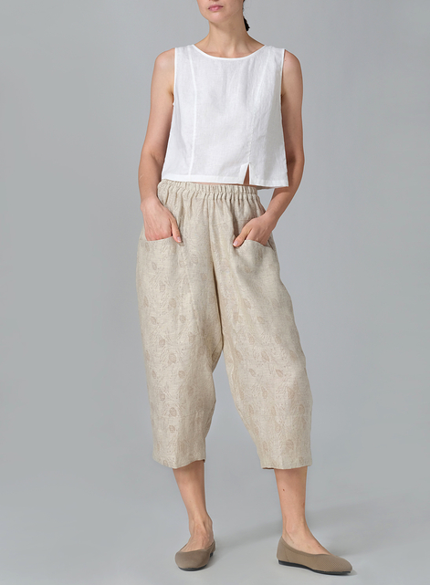 Linen Full Elastic Loose Causal Pants