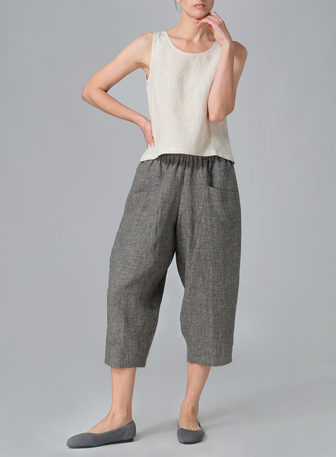 Linen Full Elastic Loose Causal Pants