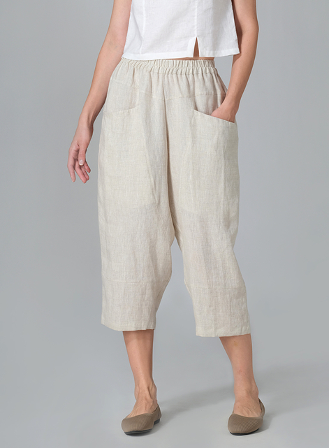 Linen Full Elastic Loose Causal Pants
