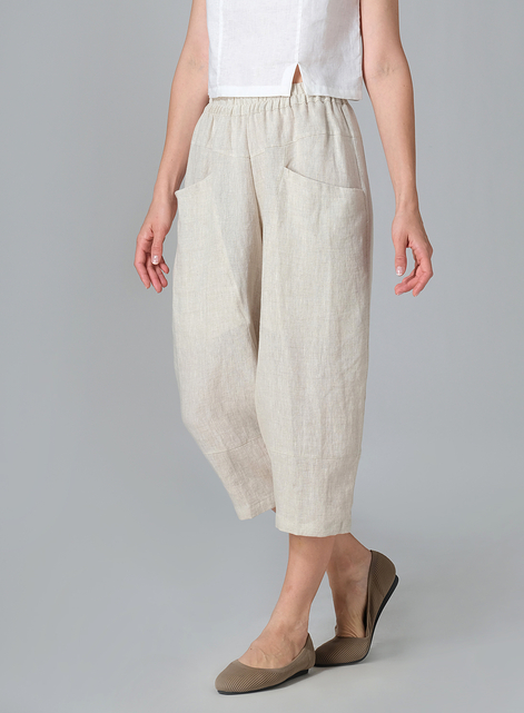 Linen Full Elastic Loose Causal Pants