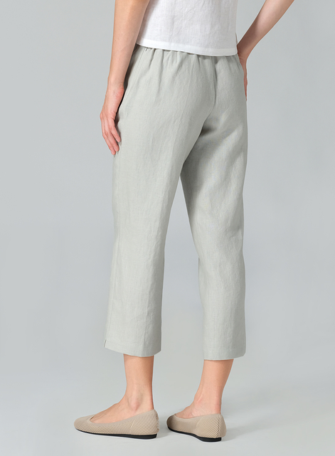 Linen Slim Calf Length Pants